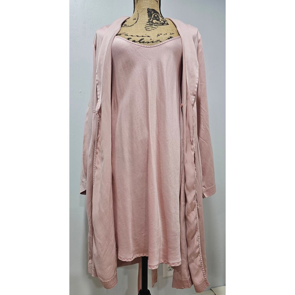La Perla Powder Pink 100% Silk Long Belted Robe and Slip Set, Gown, US Sz S